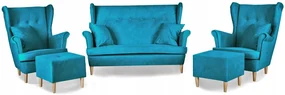 Zestaw wypoczynkowy mebli uszak Ari sofa fotele pufy Family Meble komplet