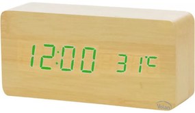 Zegar budzik drewniany elektroniczny cyfrowy led stojący - termometr + data