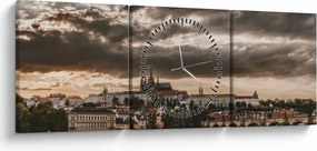 Obraz Zamku Praskiego o zmierzchu (z zegarem) (90x30 cm)
