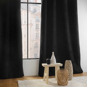 Czarna zasłona z materiału bouclé 140x240 cm Wooly – douceur d'intérieur