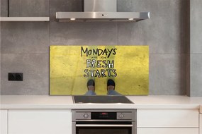 Szklany Panel Napis na Żółtym Tle i Nogi