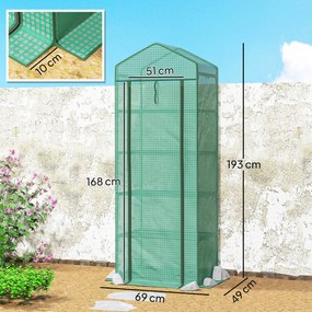 Outsunny Mini-szklarnia na kwiaty lub warzywa, stal, tworzywo sztuczne, 69 dł. x 49 szer. x 193 wys. cm, Zielona