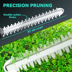 Outsunny Elektryczne nożyce do żywopłotu Akumulatorowe nożyce elektryczne o długości cięcia 51cm, Silnik, Akumulator Niebieski