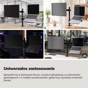 Uchwyt na monitor i laptop 2 w 1 czarny: MARK