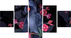 Obraz - Papuga wśród kwiatów (125x70 cm)
