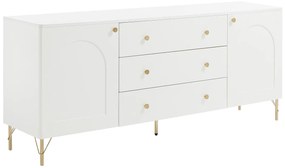 Kredens 2-drzwiowy z 3 szufladami  - Biały i złoty - ALOBARA