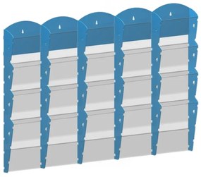 Plastikowy uchwyt ścienny na ulotki - 5x4 A5, niebieski