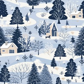 Flanelowa poszewka na poduszkę SNOWY VALLEY 50x70 cm, niebieska