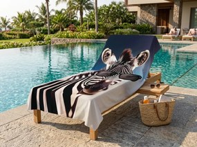Ręcznik plażowy XXL szybko schnący COOLARA czarno-biały 150 x 210 cm, 100% mikrofibra