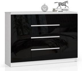 Nowoczesna komoda w połysku do sypialni biała + czarny R9-T93