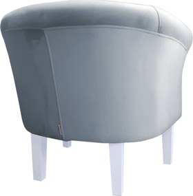 Fotel Milo tkanina Welur wygodny fotel tapicerowany do salonu i sypialni : Kolor nogi - Biała, Kolor tkaniny - VELVET - BL06, Wysokość nogi - 20 cm