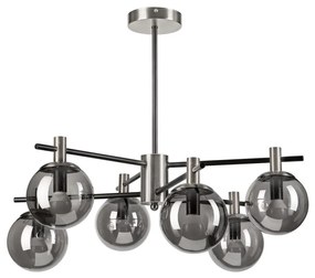 Żyrandol na drążku LILOU 6xE14/5W/230V matowy chrom/dymny