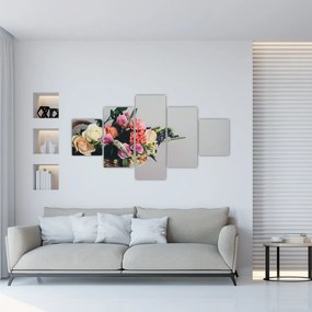 Obraz kosza z kwiatami (125x70 cm)