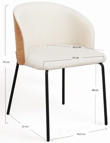 Krzeso Glacia w kolorze biaym z tapicerowanym drewnianym oparciem