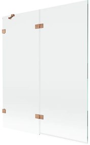 Mexen Lunar parawan nawannowy 2-skrzydłowy lewy 140 x 150 cm, transparent, miedź szczotkowana - 897-140-100-65-00-L