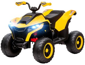 AIYAPLAY Dziecięcy Elektryczny Quad, 3-6 km/h, Reflektory LED, Muzyka, USB, dla Dzieci 3-8 Lat, Żółty