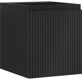 Mexen Rivel szafka łazienkowa podumywalkowa 40 cm, 1 drzwi, ryflowana, czarna mat - 91A21-04047-1-BF71
