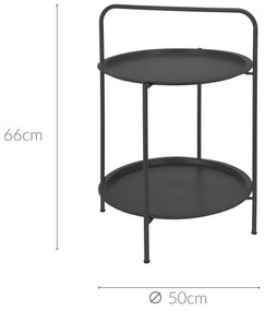 Stolik kawowy z uchwytem, 2 poziomy, Ø 50 cm