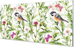 Panel szklany do Kuchni Artystyczna Wizja Ptaka w Trawie