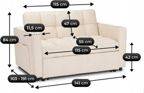 Fotel do Spania ASTER Rozkładany Amerykanka Beżowy Nowoczesny