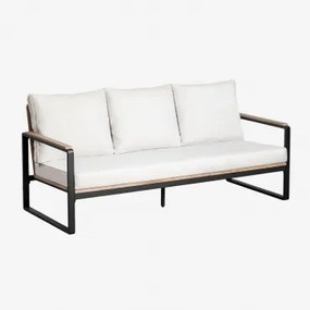 3-osobowa Sofa Ogrodowa Giselle Z Aluminium I Drewna Akacjowego Czarna - Sklum