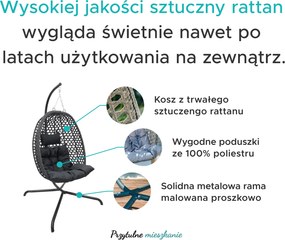 Wiszące krzesło MOLINE ze stojakiem, czarne