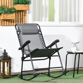 Outsunny Fotel Bujany na Zewnątrz, odporny na pogodę, składany, z Poduszką, do 120 kg, Jasnoszary