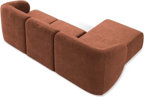 Narożnik z tkaniny szenilowej (lewostronny/z szezlongiem) w kolorze terakoty Lani – Makamii