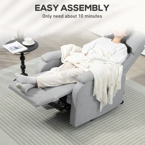 HOMCOM Fotel Relax z Regulowanym Oparciem i Podnóżkiem, Tapicerowany Fotel do Salonu, Szary