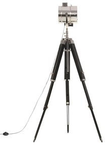 Czarna retro lampa podłogowa z drewna mango - EX192-Erfis