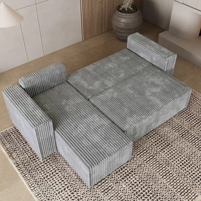 Masseno Narożnik RAVELO z funkcją spania i pojemnikiem na pościel Narozniki L, Rozkładana sofa - Jasnoszary, TILIA 86