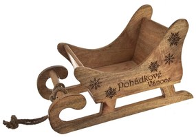 InDecor Sanki z drewna mango Bajkowe święta Bożego Narodzenia, 38 x 22 x 20 cm