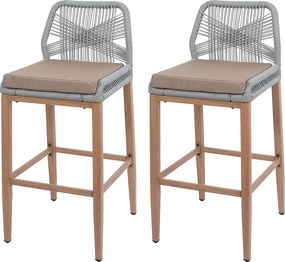 Stołek barowy MCW-O21 (zestaw 2 szt.),  jasnoszary, poduszka taupe