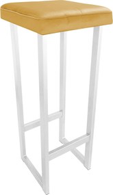 Hoker ALEX krzesło barowe tkanina Welur podstawa metalowa : Kolor Stelaża - Biały, Kolor tkaniny - VELVET - MG15, Wysokość - 90 cm