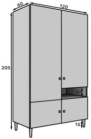 Szafa DULLUM 120x205cm, biała