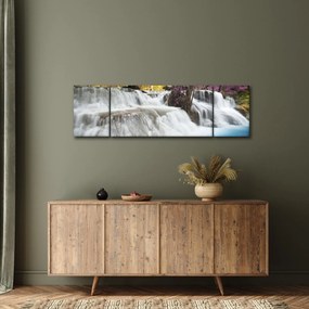 Obraz wodospadu Erawan w lesie (170x50 cm)