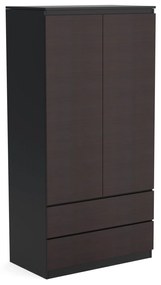 Szafa 90cm Garderoba z 2 szufladami i wieszakiem LUNA Czarny/Wenge