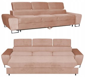 Sofa kanapa 3 os rozkładana z f. spania Bosso Family meble ciemny beż welur