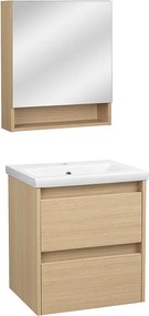 Zestaw do Łazienki 50cm Szafka z Umywalką Szafka z Lustrem Ryflowane Fronty Aria