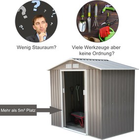 Outsunny szopa na narzędzia z fundamentem metalowy domek ogrodowy żółty 213x130x185 cm praktyczne przechowywanie narzędzi | Aosom PL