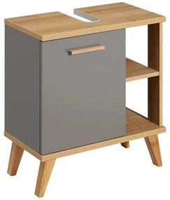 Szara szafka pod umywalkę w dekorze dębu 60,5x65 cm Quickset 924 – Pelipal