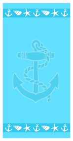 Niebieski bawełniany ręcznik plażowy frotte 70x140 cm Anchor – B.E.S.