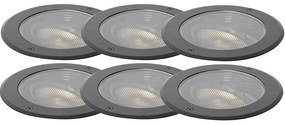 Set van 6 dimbare buiten grondspots zwart IP65 incl LED - Delux Honey