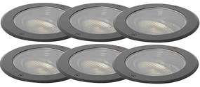 Zestaw 6 ściemnialnych zewnętrznych reflektorów gruntowych czarnych IP65 z LED - Delux Honey
