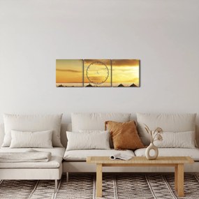 Obraz - Chaty na pustyni (z zegarem) (90x30 cm)