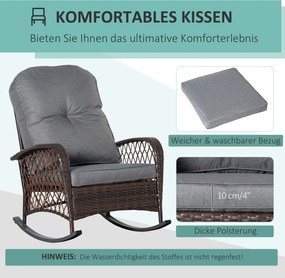 Outsunny fotel bujany z poduszką meble ogrodowe krzesło ogrodowe PE rattan brązowy