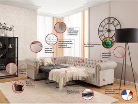 Beżowy aksamitny rozkładany narożnik (lewostronny/w kształcie litery L) York Blik – Ropez