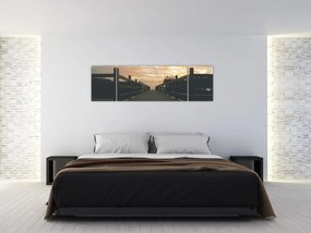 Obraz drewnianego pomostu nad jeziorem (170x50 cm)