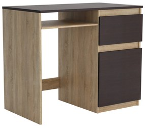 Biurko komputerowe młodzieżowe szkolne 90 cm REMI1 Dąb Sonoma/Wenge