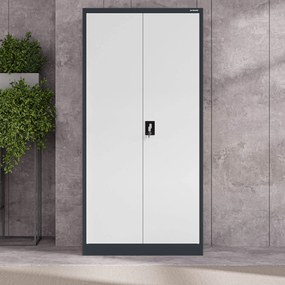 Biurowa szafa metalowa na akta JAN, 900 x 1850 x 400 mm, antracytowo-biała